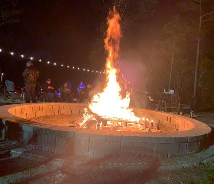Bonfire inside huge bonfire pit