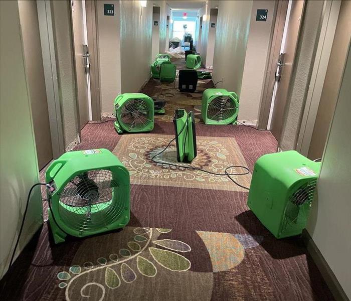 SERVPRO of Greater St. Augustine drying equipment set up after a large water damage loss