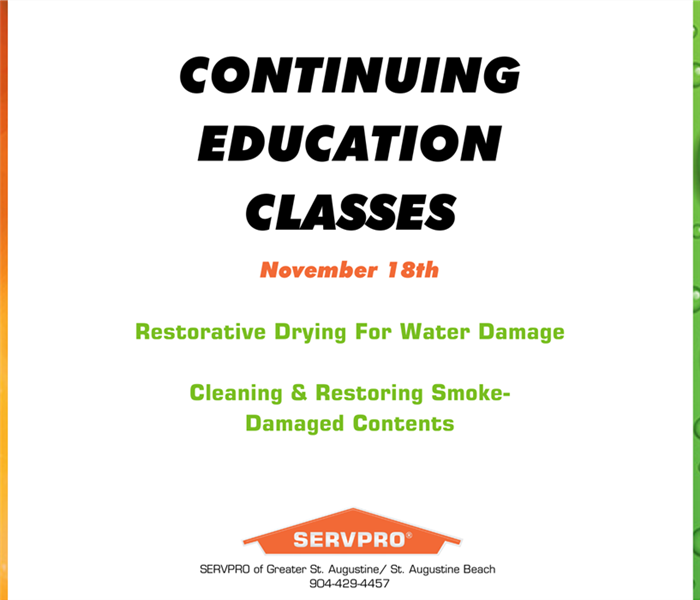 SERVPRO of Greater St. Augustine/ St. Augustine Beach hosts a Free Continuing Education Class for Insurance Agents/ Adjusters