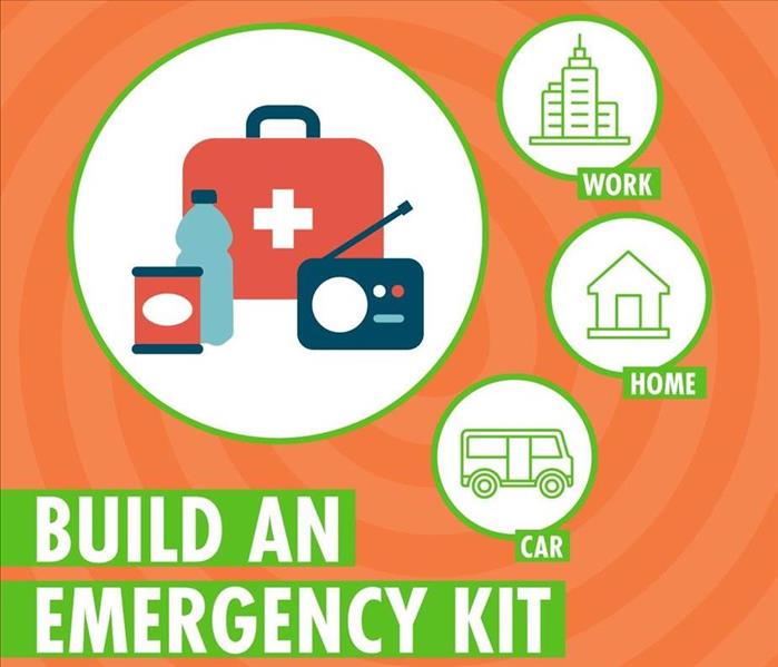 SERVPRO emergency kit planning graphic for home, business and car